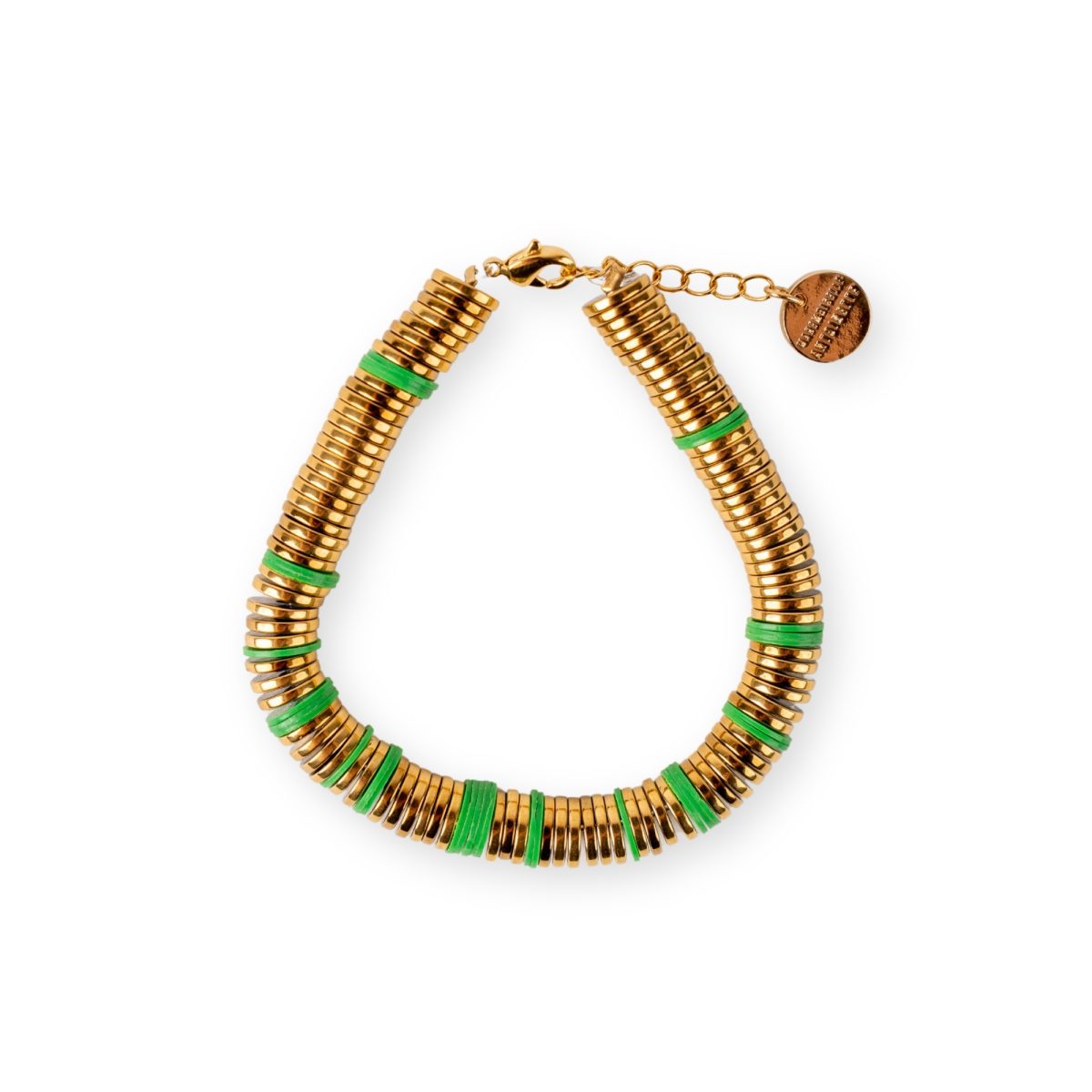 bracelet-bondi-beach-hematite-doree-vinyl-vert