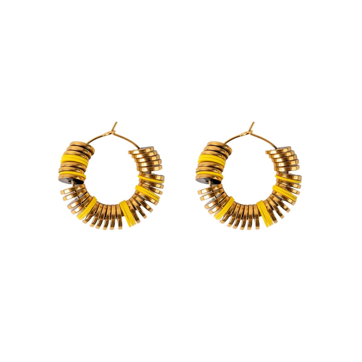 mini-creoles-bondi-beach-hematite-doree-vinyl-jaune